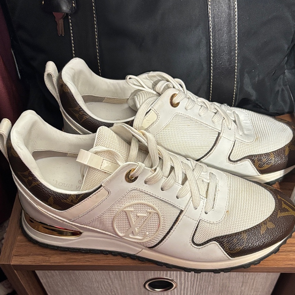 Louis Vuitton White and Brown Athletic Shoes